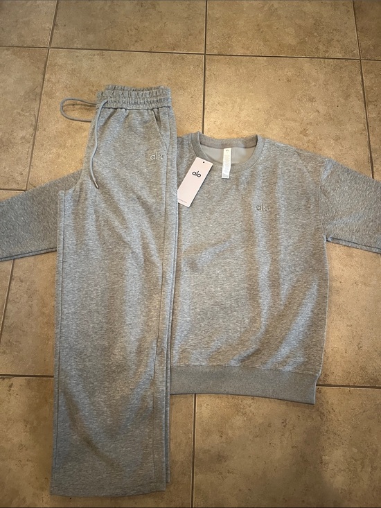 ALO Yoga Tops - ALO Yoga Heather Gray Crewneck Sweatshirt and sweatpants set